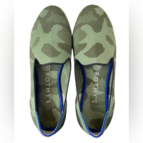 Rothy's The Loafer Olive Camo Green Round Toe Flats Shoes - Picture 1 of 7